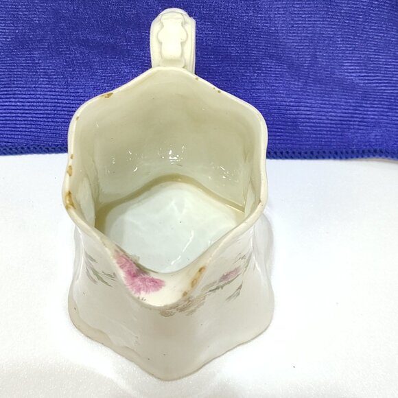 US Pottery Semi-Vitreous Porcelain Pitcher w/ Gold Gilding Floral Design Antique - Picture 6 of 9